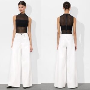 Alice + Olivia Women's White Trish Vegan Croc Pant